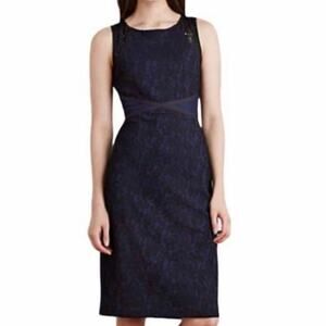 Moulinette Soeurs Sheath Dress Larkin. Black Lace Blue SZ 4 Quiet Luxury Anthro